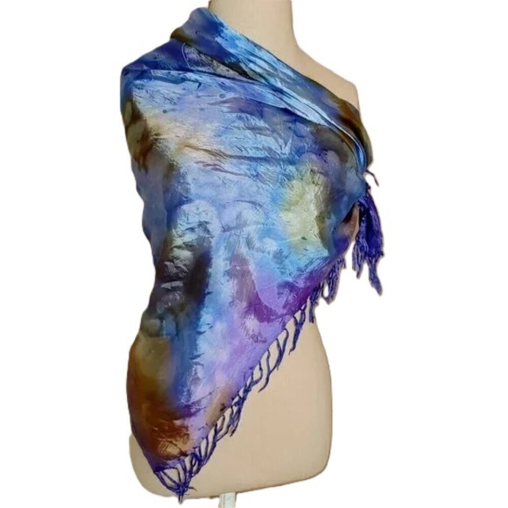 Vintage Marbled Dye Scarf Piano Cover Satin Dopamine Dressing Boho Festival